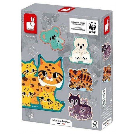 PACK 5 PUZZLES EVOLUTIFS ANIMAUX SAUVAGES 2 A 6 PIECES-LiloJouets-Morbihan-Bretagne