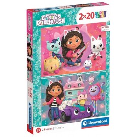 PUZZLES GABBY'S DOLLHOUSE 2X20 PIECES SUPERCOLOR-LiloJouets-Morbihan-Bretagne