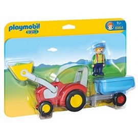 6964 FERMIER AVEC TRACTEUR ET REMORQUE PLAYMOBIL 123 -jouets-sajou-56