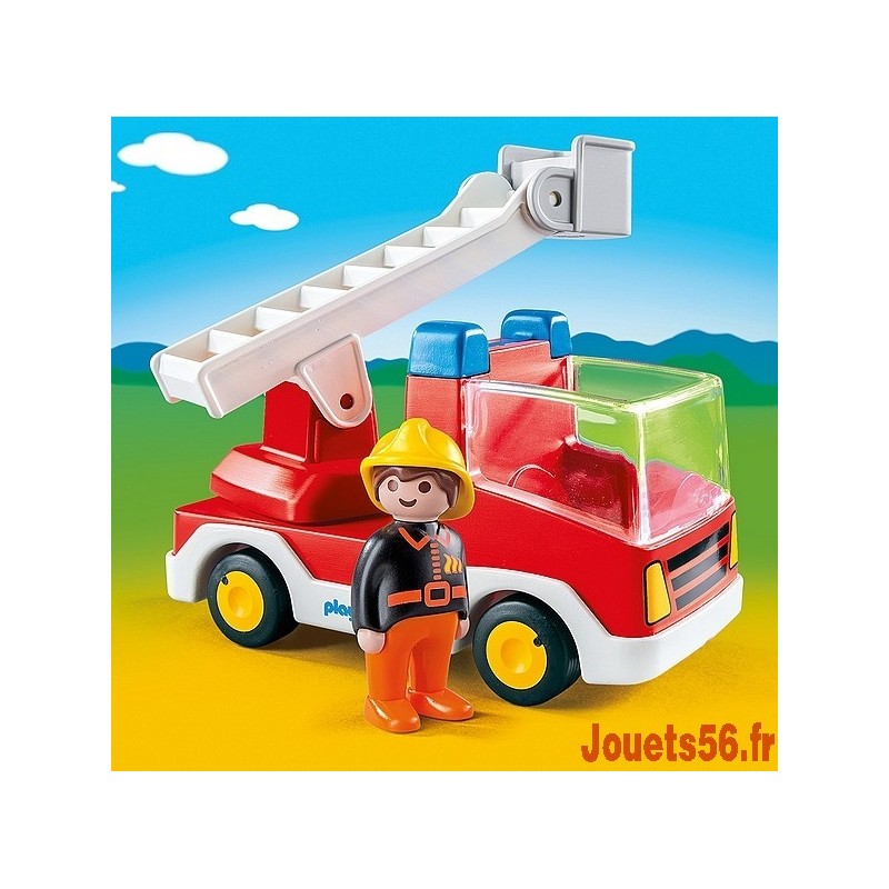 Playmobil® 1.2.3 - Camion de pompier avec échelle pivotante - 6967 -  Playmobil® 1.2.3