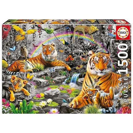 PUZZLE TIGRES JUNGLE RADIEUSE 1500 PIECES 85X60CM-LiloJouets-Morbihan-Bretagne