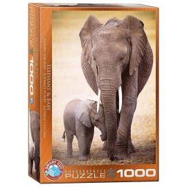 PUZZLE ELEPHANT ET SON BEBE 1000 PIECES 48X68CM