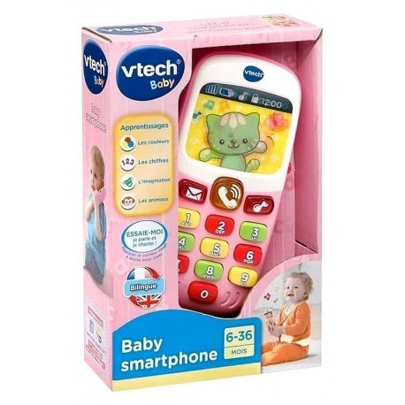 BABY SMARTPHONE BILINGUE ROSE INTERACTIF-LiloJouets-Morbihan-Bretagne