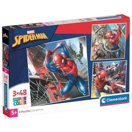 PUZZLES SPIDERMAN MARVEL 3X48 PIECES 21X21CM - SUPERCOLOR-LiloJouets-Morbihan-Bretagne