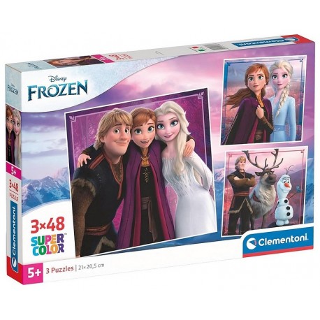 PUZZLES LA REINE DES NEIGES 3X48 PIECES 21X21CM - FROZEN SUPERCOLOR-LiloJouets-Morbihan-Bretagne