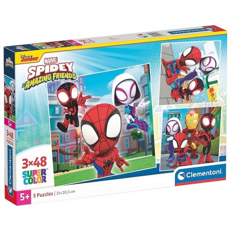 PUZZLES SPIDEY MARVEL 3X48 PIECES 21X21CM - SPIDERMAN DISNEY JUNIOR-LiloJouets-Morbihan-Bretagne