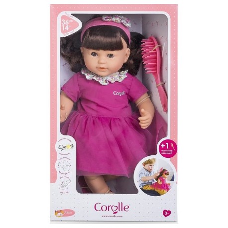 POUPEE ALICE 36CM BRUNE A COIFFER AVEC BROSSE-LiloJouets-Morbihan-Bretagne