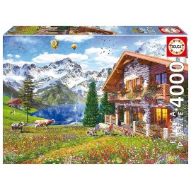 PUZZLE CHALET ALPIN 4000 PIECES 136X96CM-LiloJouets-Morbihan-Bretagne