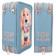 Trousse bleue chien topmodel 3 compartiments-lilojouets-morbihan-bretagne