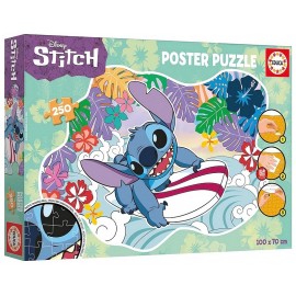 PUZZLE POSTER STITCH SUR SURF DISNEY 250 PIECES 100X70CM