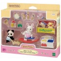 COFFRE A JOUETS DES BEBES LAPIN ET PANDA SYLVANIAN FAMILIES