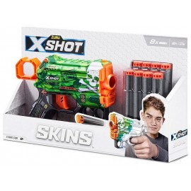 PISTOLET X-SHOT SKINS MENACE 15CM AVEC 8 FLECHETTES MOUSSE ASST-LiloJouets-Morbihan-Bretagne