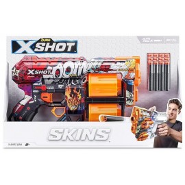 BLASTER X-SHOT SKINS DREAD DOUBLE BARILLET AVEC 12 FLECHETTES MOUSSE-LiloJouets-Morbihan-Bretagne