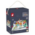 KUBIX 60 CUBES EN BOIS 2EN1 AVEC PUZZLE VILLE 20 PIECES
