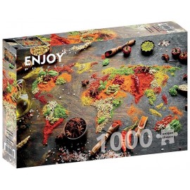 PUZZLE WORLD MAP IN SPICES 1000 PIECES 68X48CM - ENJOY PUZZLE