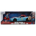VOITURE CHEVROLET CORVETTE BLEUE 1.24E METAL AVEC FIGURINE DOC STRANGE