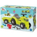 PORTEUR TRACTEUR VERT 85CM GARNI AVEC REMORQUE 6 PIECES PLASTIQUE