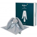 DOUDOU CARRE 17CM LAPIN BLEU AVEC BOITE KALOO