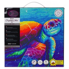 KIT TABLEAU TORTUE 30X30CM BRODERIE DIAMANT SUR CHASSIS BOIS