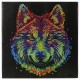 Kit tableau loup couleur 30x30cm broderie diamant sur chassis bois crystal-lilojouets-questembert-muzillac-morbihan