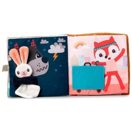 LIVRE D'ACTIVITES TISSU FAON STELLA ET SON DOUDOU LAPIN