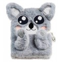 CARNET SECRET FOURRURE CHIEN GRIS - JOURNAL INTIME AVEC CADENAS