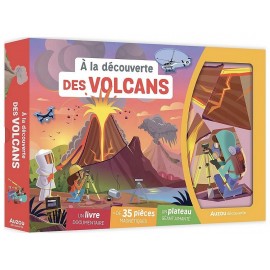COFFRET A LA DECOUVERTE VOLCANS - 35 MAGNETS LIVRE PLATEAU AIMANTE