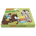 COFFRET A LA DECOUVERTE CHEVAUX 65 MAGNETS LIVRE ET PLATEAU AIMANTE