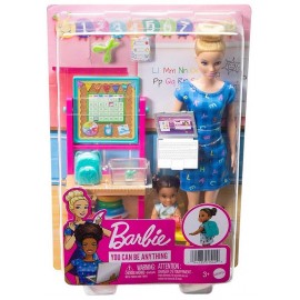 COFFRET BARBIE MAITRESSE D'ECOLE - POUPEE 30CM AVEC ELEVE ET ACCESSOIRES