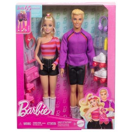 COFFRET POUPEES BARBIE ET KEN EN ROLLER