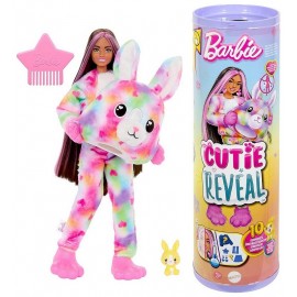 BARBIE CUTIE REVEAL LAPIN MULTICOLORE - TUBE 10 SURPRISES ET POUPEE 30CM