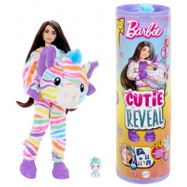 BARBIE CUTIE REVEAL ZEBRE MULTICOLORE - TUBE 10 SURPRISES ET POUPEE 30CM