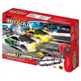 CIRCUIT ELECTRIQUE DOUBLE LOOPING AVEC 2 VOITURES - LONGUEUR DE PISTE 565CM