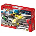 CIRCUIT ELECTRIQUE DOUBLE LOOPING AVEC 2 VOITURES - LONGUEUR DE PISTE 565CM