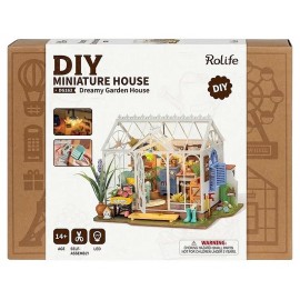 MAQUETTE JARDIN MAISON DE REVE AVEC LED - MINIATURE DIY - 25X19X19CM 240 PIECES