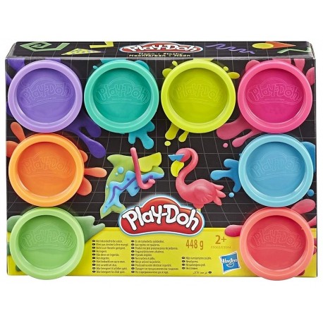 PACK 8 POTS PATE A MODELER PLAYDOH NEON 56GR-LiloJouets-Questembert-Muzillac-Morbihan