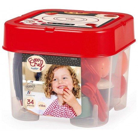 COFFRET DINETTE EN PLASTIQUE 34 PIECES-LiloJouets-Questembert-Muzillac-Morbihan