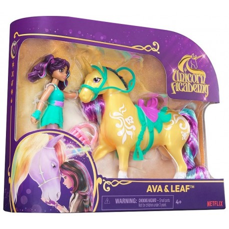 PACK FIGURINE AVA ET LICORNE LEAF A COIFFER - L'ECOLE DES LICORNES-LiloJouets-Questembert-Muzillac-Morbihan