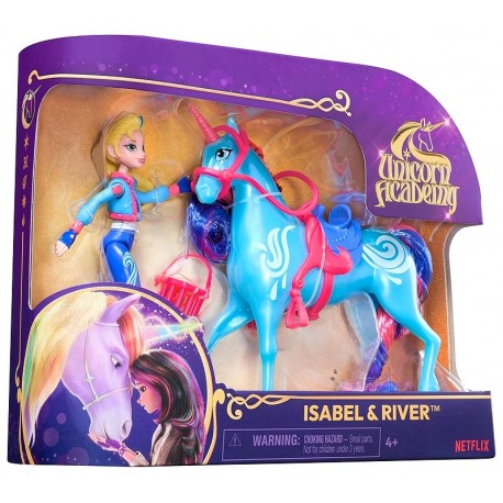 PACK FIGURINE ISABELLE ET LICORNE RIVER A COIFFER - L'ECOLE DES LICORNES-LiloJouets-Questembert-Muzillac-Morbihan