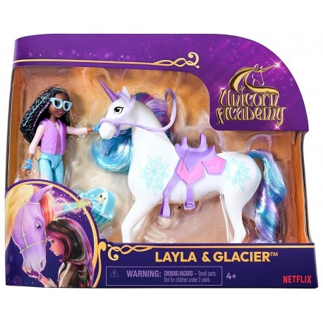 PACK FIGURINE LAYLA ET LICORNE GLACIER A COIFFER - L'ECOLE DES LICORNES-LiloJouets-Questembert-Muzillac-Morbihan