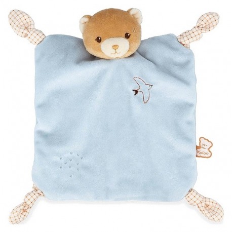 DOUDOU CARRE OURS BLEU 20CM - AVEC BOITE KALOO INTEMPOREL-LiloJouets-Questembert-Muzillac-Morbihan