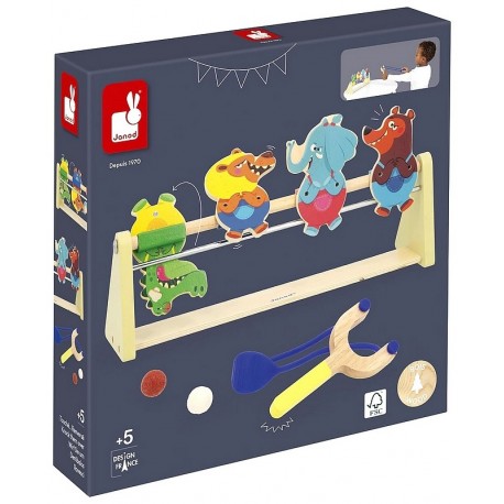 JEU STAND DE TIR EN BOIS TOUCHE RENVERSE - AVEC TIRE-BALLES - JANOD-LiloJouets-Questembert-Muzillac-Morbihan