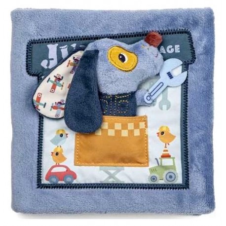 LIVRE D'ACTIVITES TISSU GARAGE JULES LE CHIEN - LILLIPUTIENS-LiloJouets-Questembert-Muzillac-Morbihan