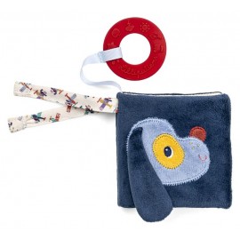 MINI-IMAGIER TISSU CHIEN JULES TRANSPORTS AVEC ANNEAU DENTITION - LILLIPUTIENS-LiloJouets-Questembert-Muzillac-Morbihan