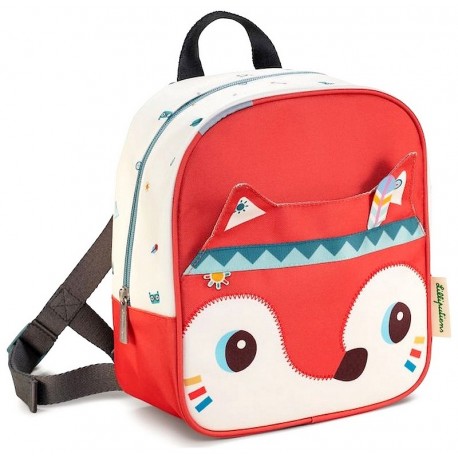 SAC A DOS ROUGE INDIENS ALICE LA RENARDE - LILLIPUTIENS-LiloJouets-Questembert-Muzillac-Morbihan