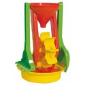 MOULIN EAU ET SABLE 26CM - GARNI AVEC TAMIS RATEAU ET PELLE ASST