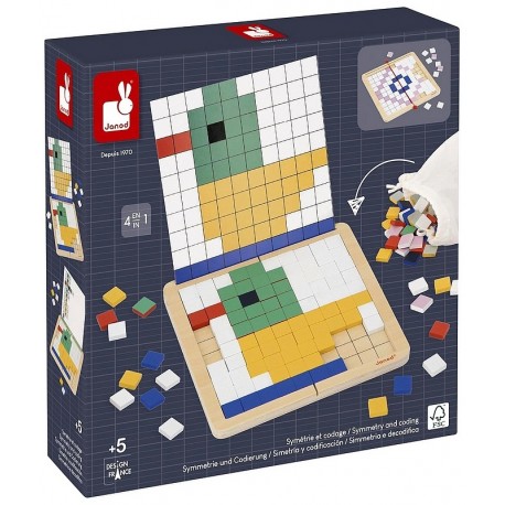 COFFRET MOSAIQUES SYMETRIE ET CODAGE 4EN1 - JANOD PEDAGOGIQUE-LiloJouets-Questembert-Muzillac-Morbihan