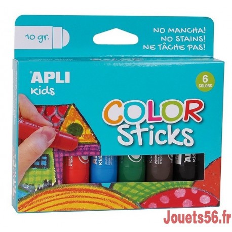 6 COLOR STICKS GOUACHE SOLIDE - Jouets56.fr - Magasins Jouets SAJOU du Morbihan en Bretagne