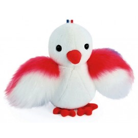 PELUCHE POUSSIN BLANC - AILES BLEU BLANC ROUGE 15CM - Fabrication Française-LiloJouets-Questembert-Muzillac-Morbihan