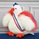 Peluche poule blanche - ailes bleu blanc rouge 20cm - fabrication française-lilojouets-questembert-muzillac-morbihan
